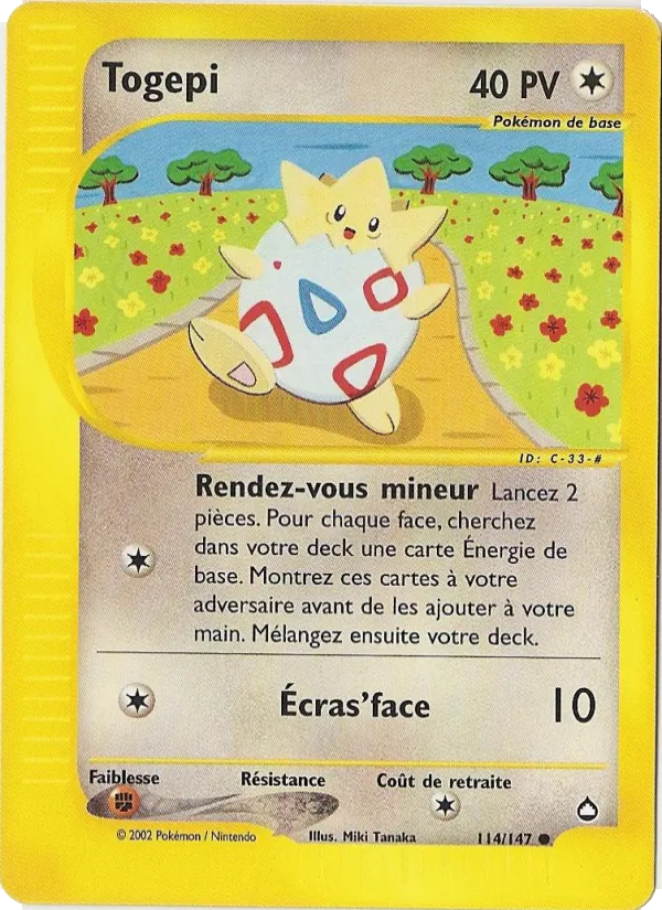 Carte Togepi de l'extension Aquapolis, numéro 114/147