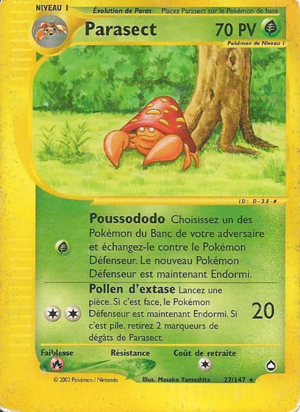 Carte Parasect de l'extension Aquapolis, numéro 27/147