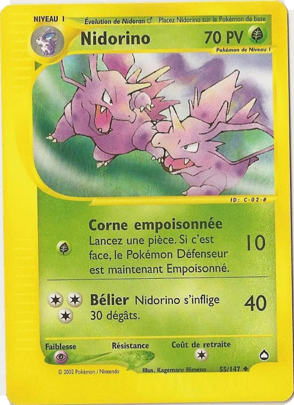 Carte Nidorino de l'extension Aquapolis, numéro 55/147