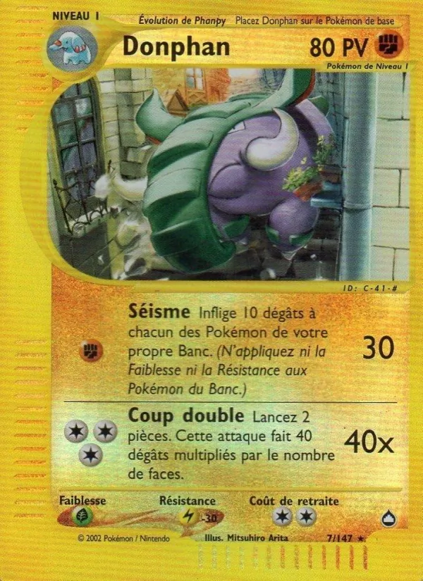 Carte Donphan de l'extension Aquapolis, numéro 7/147