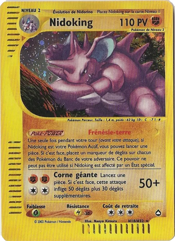 Carte Nidoking de l'extension Aquapolis, numéro H18/147