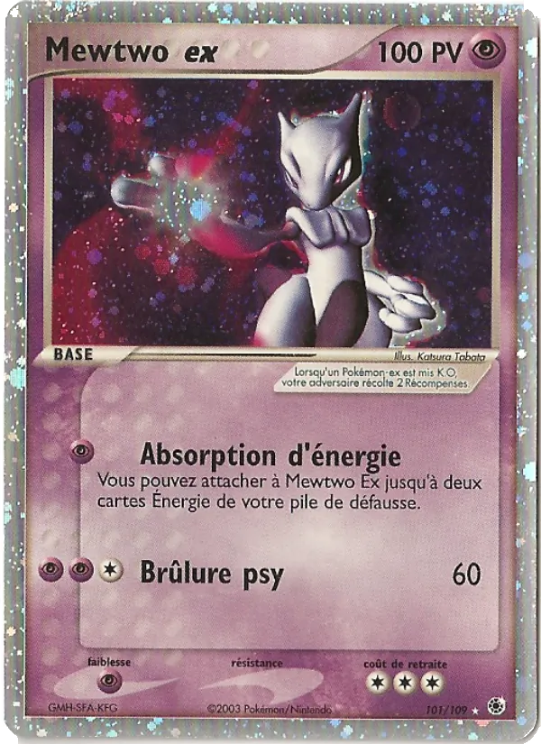Carte Mewtwo ex de l'extension EX Rubis & Saphir, numéro 101/109