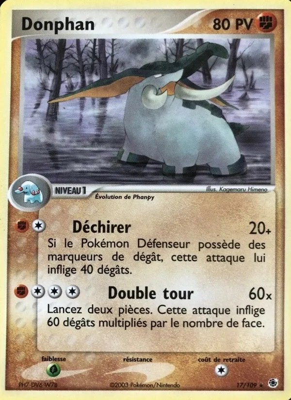 Carte Donphan de l'extension EX Rubis & Saphir, numéro 17/109