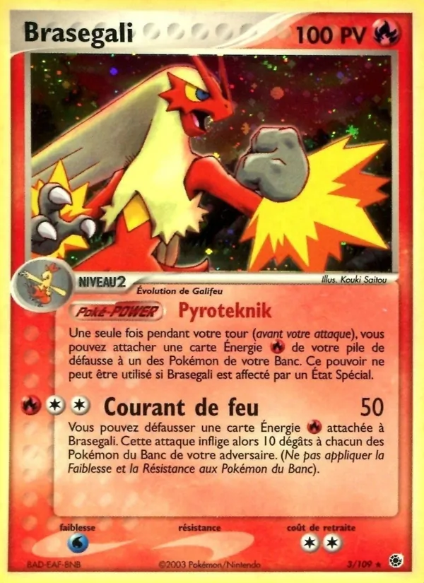 Carte Braségali de l'extension EX Rubis & Saphir, numéro 3/109