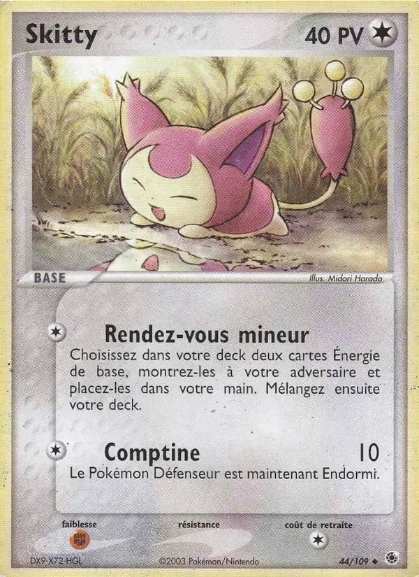 Carte Skitty de l'extension EX Rubis & Saphir, numéro 44/109