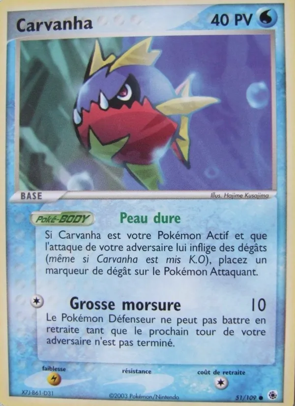 Carte Carvanha de l'extension EX Rubis & Saphir, numéro 51/109