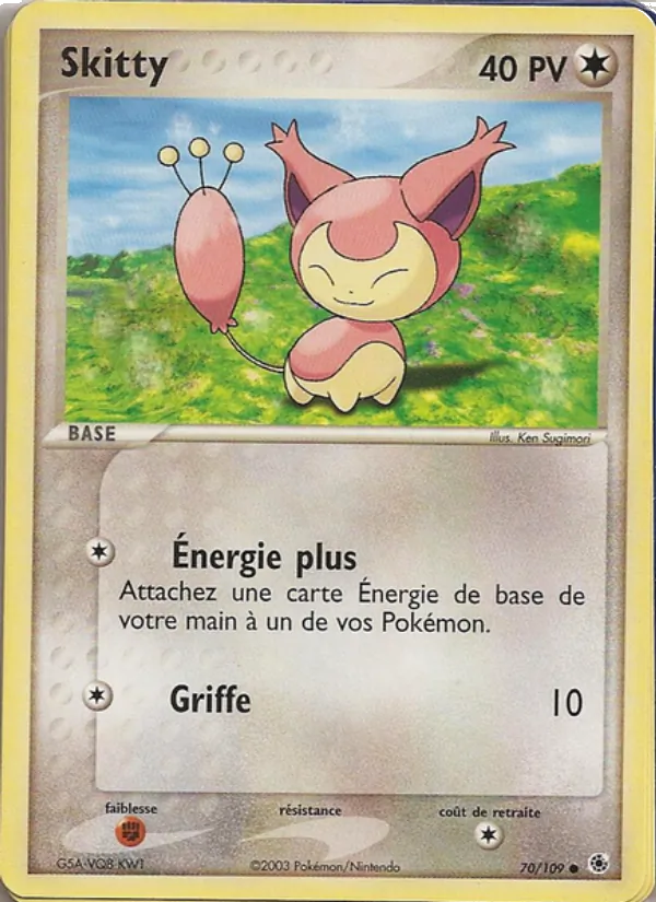 Carte Skitty de l'extension EX Rubis & Saphir, numéro 70/109