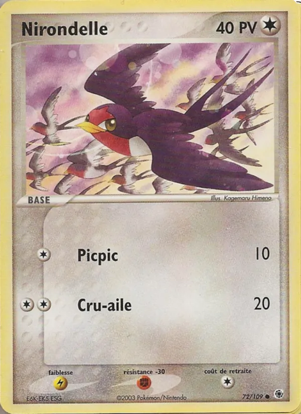 Carte Nirondelle de l'extension EX Rubis & Saphir, numéro 72/109