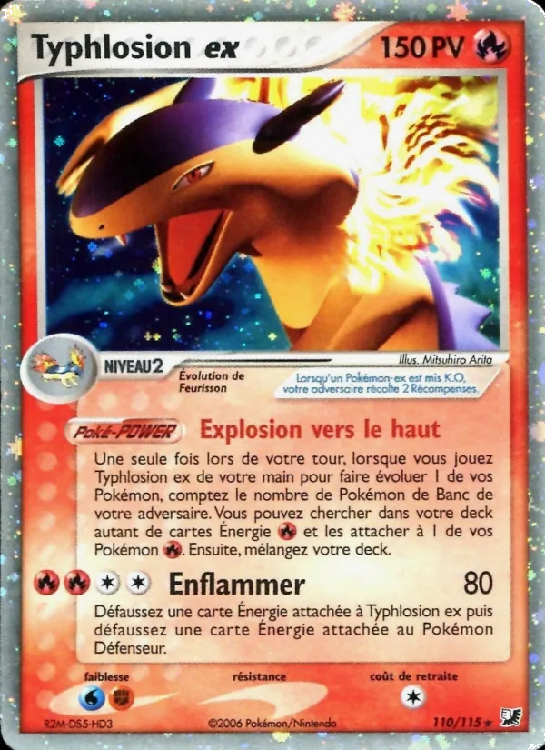 Carte Typhlosion ex de l'extension EX Forces Cachées, numéro 110/115