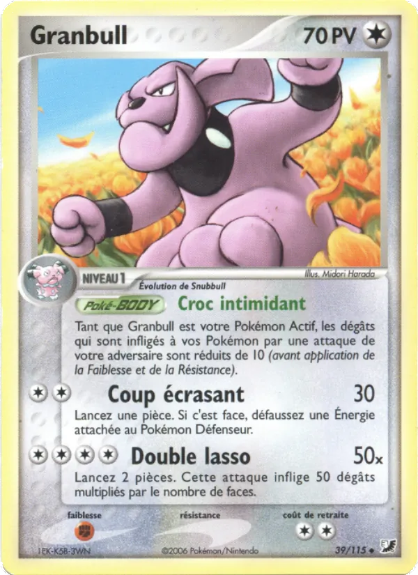 Carte Granbull de l'extension EX Forces Cachées, numéro 39/115