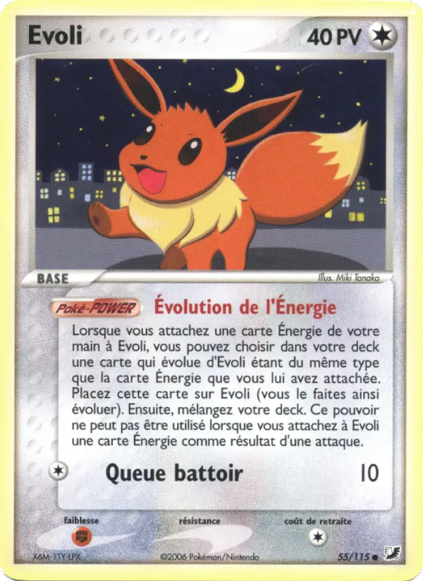 Carte Evoli de l'extension EX Forces Cachées, numéro 55/115