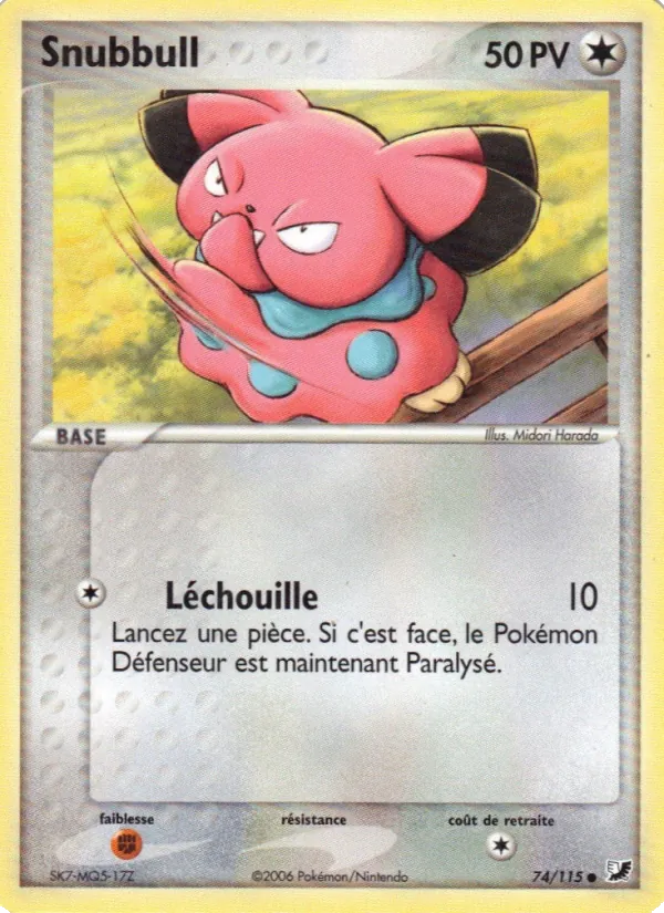 Carte Snubbull de l'extension EX Forces Cachées, numéro 74/115
