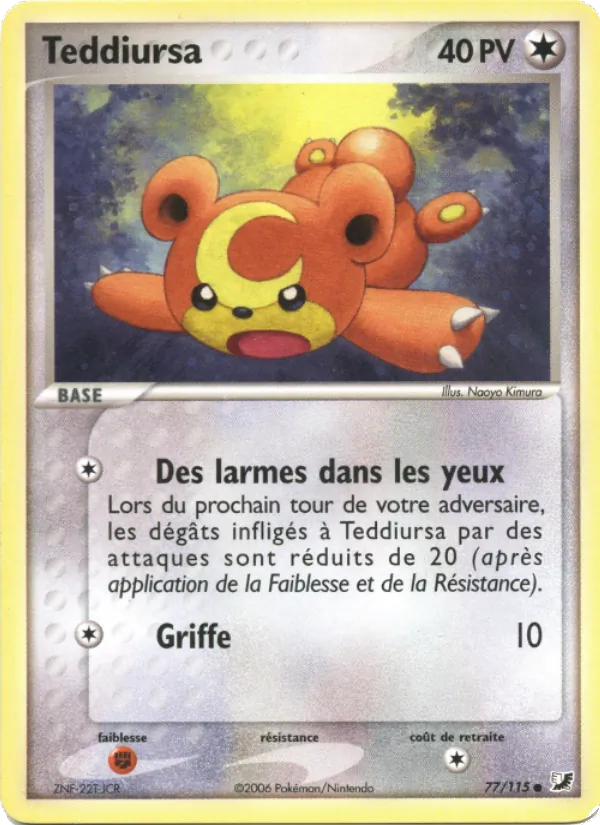Carte Teddiursa de l'extension EX Forces Cachées, numéro 77/115