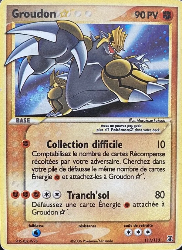 Carte Groudon ☆ de l'extension EX Espèces Delta, numéro 111/113