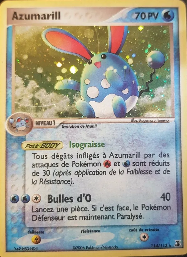 Carte Azumarill de l'extension EX Espèces Delta, numéro 114/113