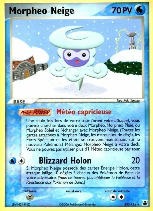 Carte Morpheo Neige de l'extension EX Espèces Delta, numéro 29/113
