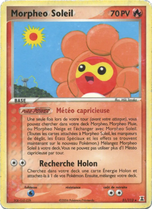 Carte Morpheo Soleil de l'extension EX Espèces Delta, numéro 31/113