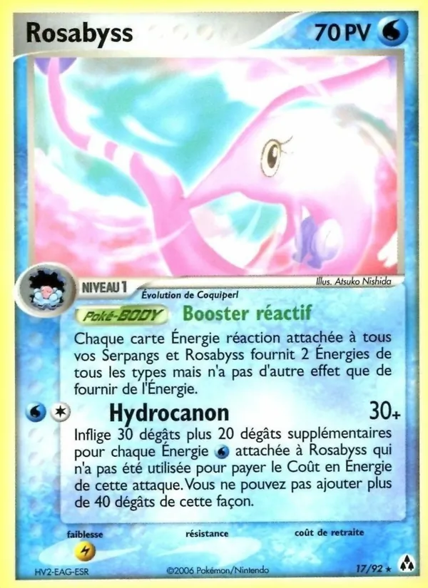Carte Rosabyss de l'extension EX Créateurs de légendes, numéro 17/92