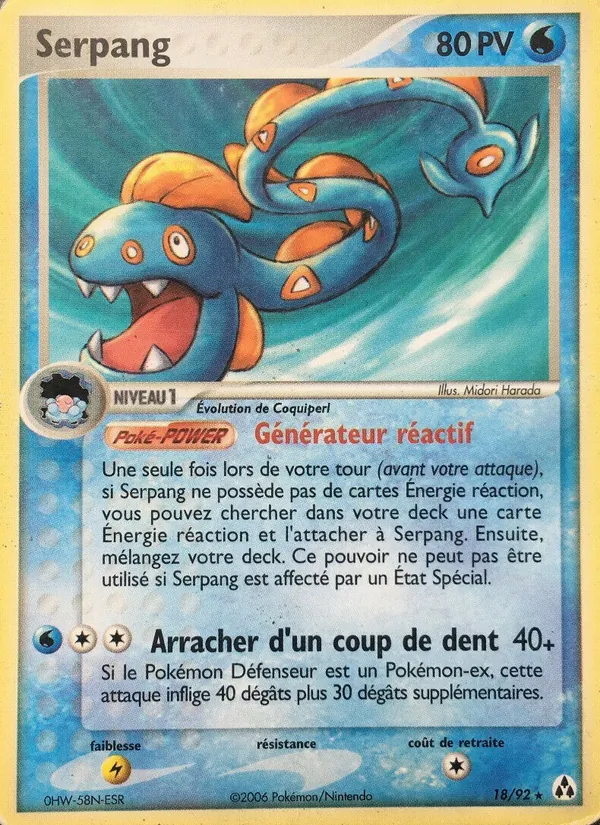 Carte Serpang de l'extension EX Créateurs de légendes, numéro 18/92