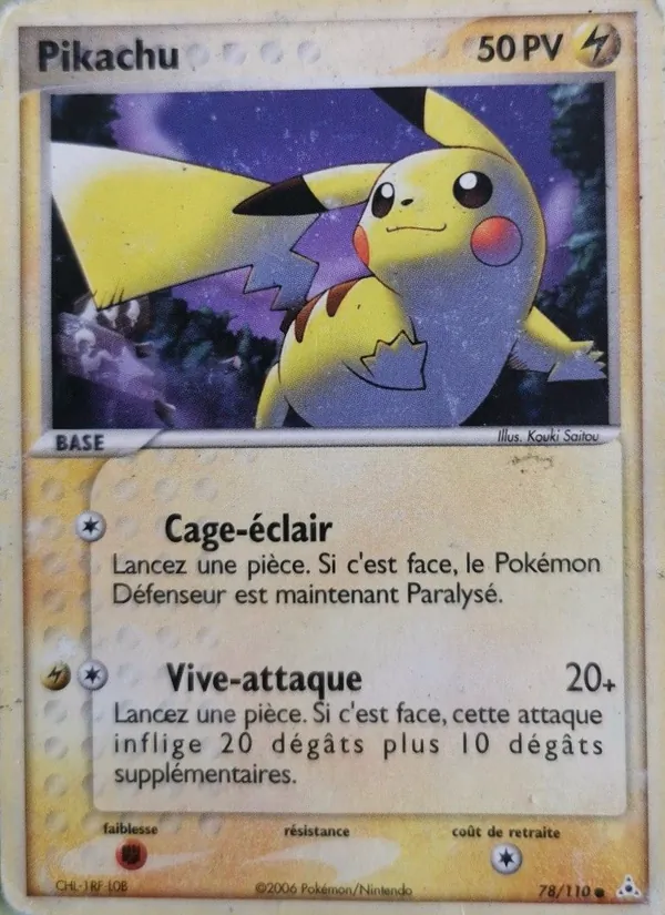 Carte Pikachu de l'extension EX Fantômes Holon, numéro 78/110