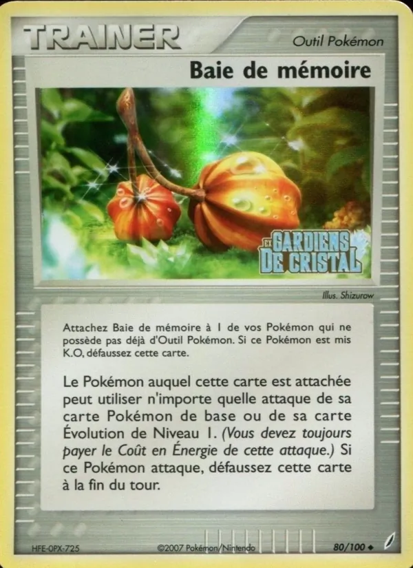 Carte Baie de mémoire de l'extension EX Gardiens de Cristal, numéro 80/100