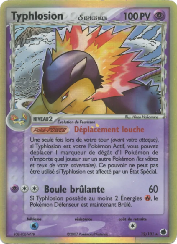 Carte Typhlosion δ de l'extension EX Île des Dragons, numéro 12/101