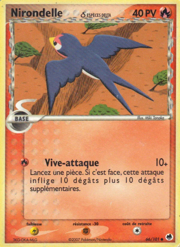 Carte Nirondelle δ de l'extension EX Île des Dragons, numéro 66/101