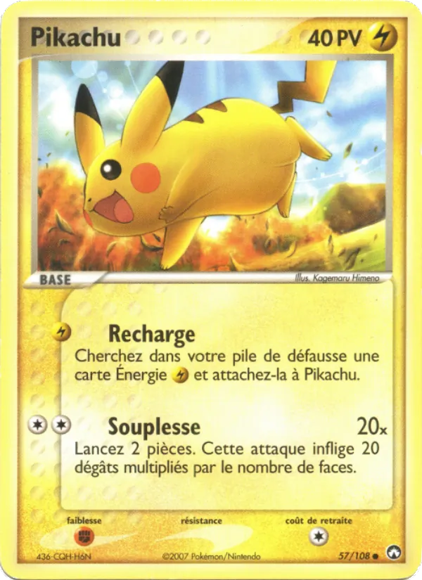 Carte Pikachu de l'extension EX Gardiens du Pouvoir, numéro 57/108
