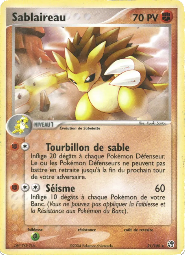 Carte Sablaireau de l'extension EX Tempête de sable, numéro 21/100