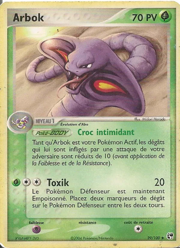 Carte Arbok de l'extension EX Tempête de sable, numéro 29/100