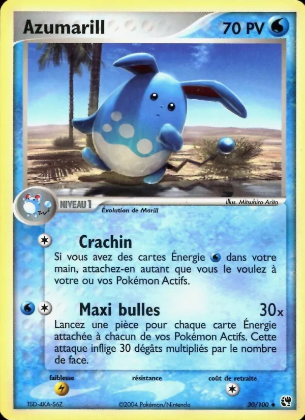 Carte Azumarill de l'extension EX Tempête de sable, numéro 30/100