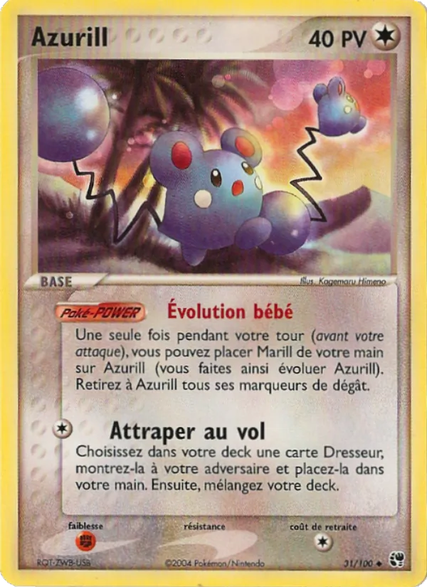Carte Azurill de l'extension EX Tempête de sable, numéro 31/100