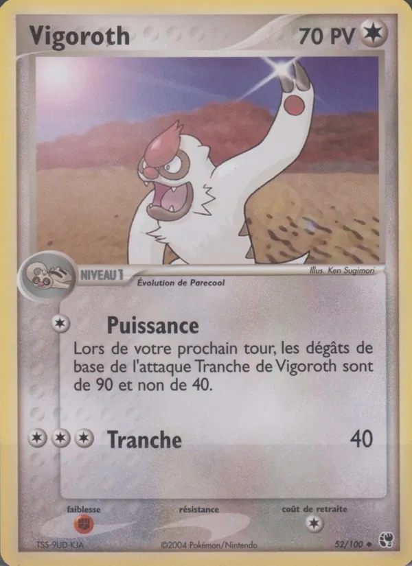 Carte Vigoroth de l'extension EX Tempête de sable, numéro 52/100