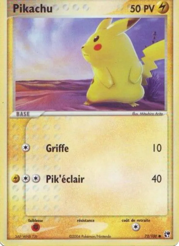 Carte Pikachu de l'extension EX Tempête de sable, numéro 72/100