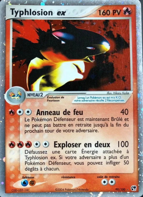 Carte Typhlosion ex de l'extension EX Tempête de sable, numéro 99/100