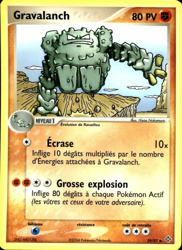 Carte Gravalanch de l'extension EX Dragon, numéro 29/97