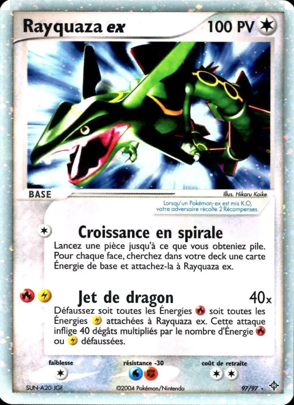 Carte Rayquaza ex de l'extension EX Dragon, numéro 97/97