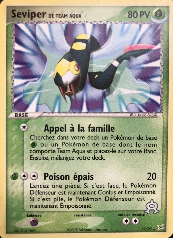 Carte Seviper de Team Aqua de l'extension EX Team Magma vs Team Aqua, numéro 17/95