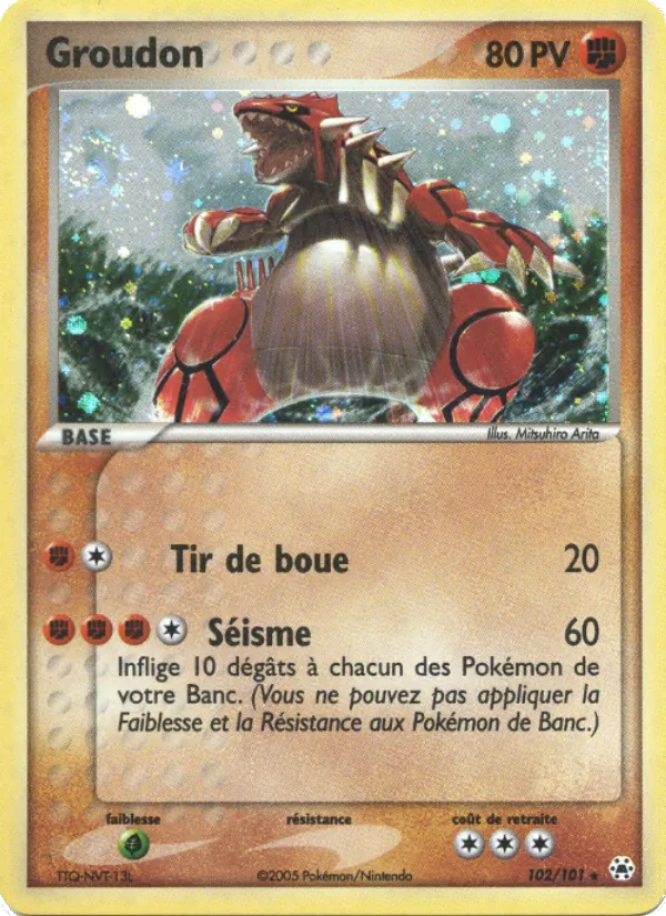Carte Groudon de l'extension EX Légendes Oubliées, numéro 102/101