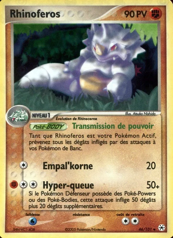 Carte Rhinoféros de l'extension EX Légendes Oubliées, numéro 46/101