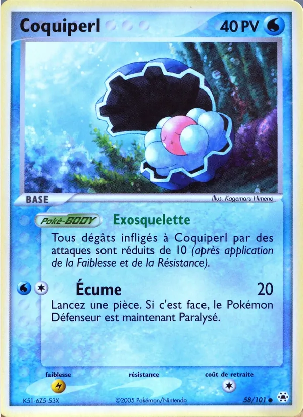 Carte Coquiperl de l'extension EX Légendes Oubliées, numéro 58/101