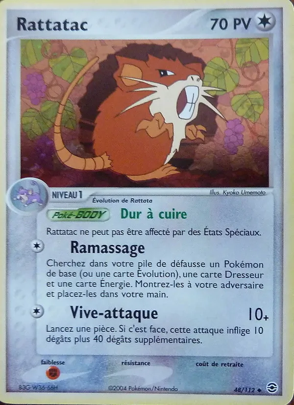Carte Rattatac de l'extension EX Rouge Feu & Vert Feuille, numéro 48/112
