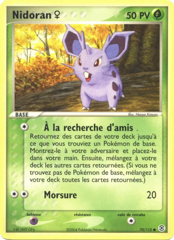 Carte Nidoran ♀ de l'extension EX Rouge Feu & Vert Feuille, numéro 70/112