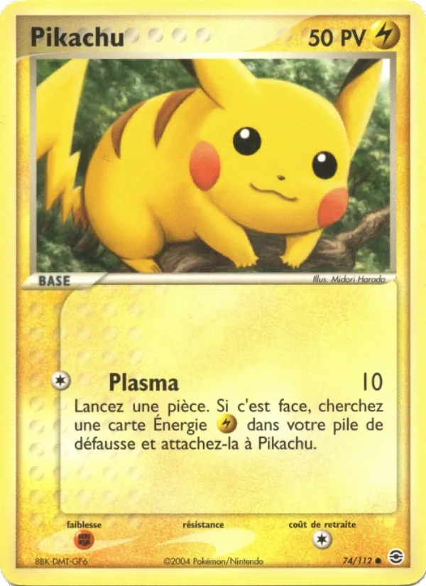 Carte Pikachu de l'extension EX Rouge Feu & Vert Feuille, numéro 74/112