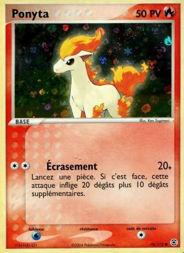 Carte Ponyta de l'extension EX Rouge Feu & Vert Feuille, numéro 76/112