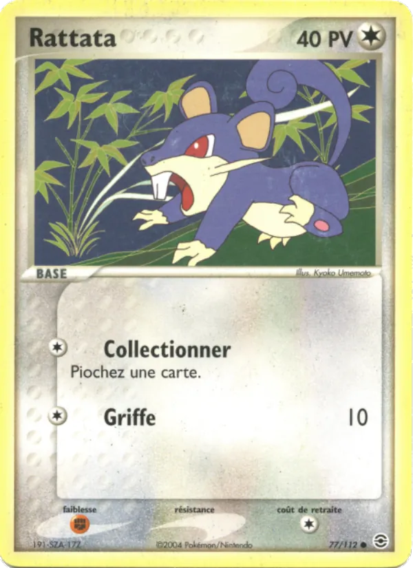 Carte Rattata de l'extension EX Rouge Feu & Vert Feuille, numéro 77/112