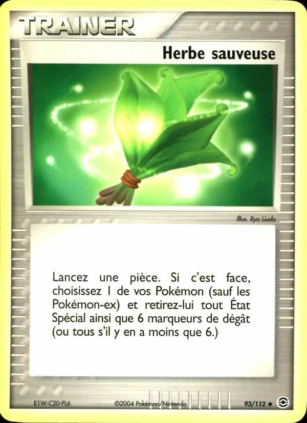 Carte Herbe sauveuse de l'extension EX Rouge Feu & Vert Feuille, numéro 93/112