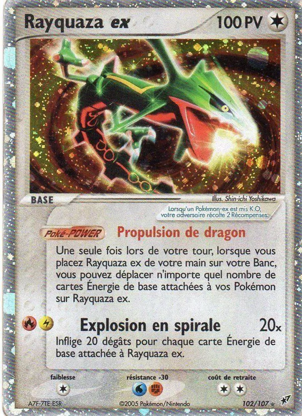 Carte Rayquaza ex de l'extension EX Deoxys, numéro 102/107