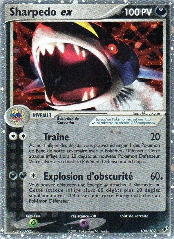 Carte Sharpedo ex de l'extension EX Deoxys, numéro 104/107