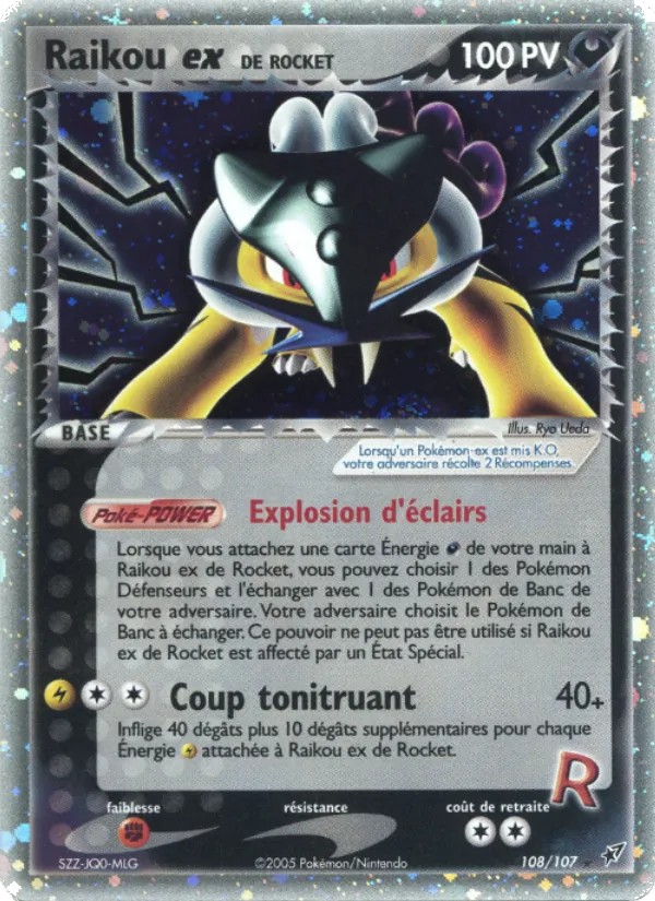 Carte Raikou ex de Rocket de l'extension EX Deoxys, numéro 108/107
